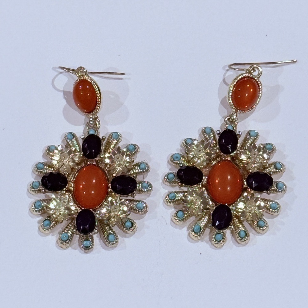 Elegant Gold and Orange Earrings
